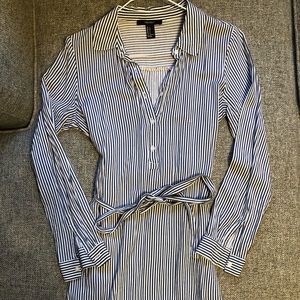 Navy and white striped dress